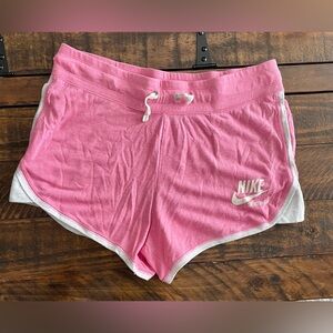 Nike Pink Athletic Lounge Shorts with White Trim